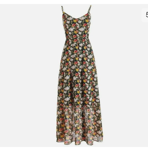J. Crew Mercantile Spaghetti Straps Chiffon Tiered Maxi Dress Floral Sz L - Picture 3 of 13